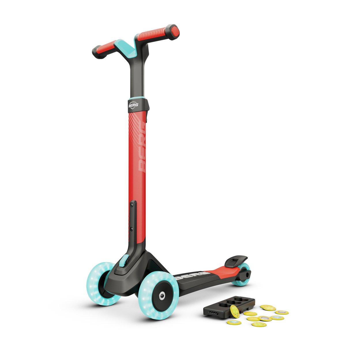 Trottinette pour Enfants, 2+ Ans, Pliable, Magnet-Deck, Nexo Lime red, BERG TOYS