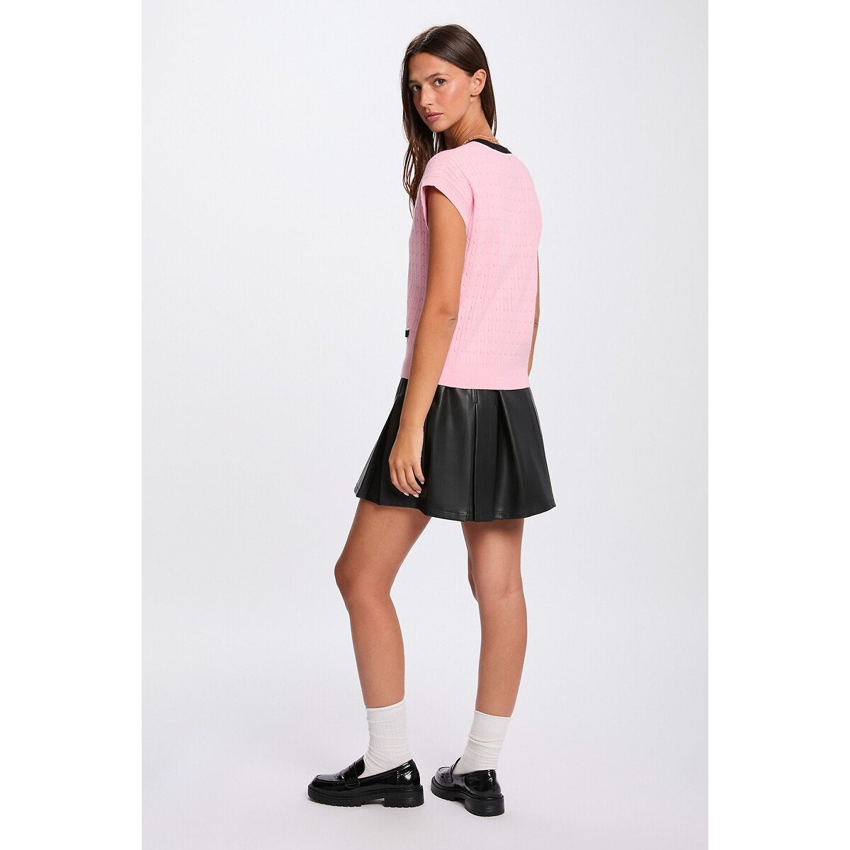 Short Sleeve V-Neck Jumper pink, MORGAN