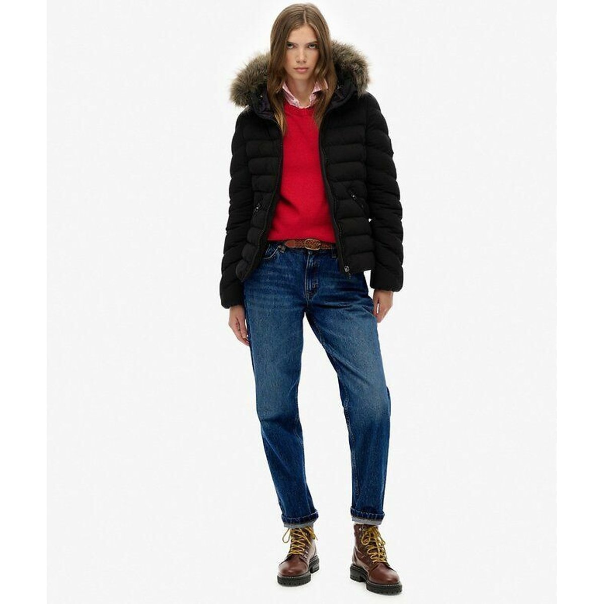 Hooded Padded Jacket black, SUPERDRY