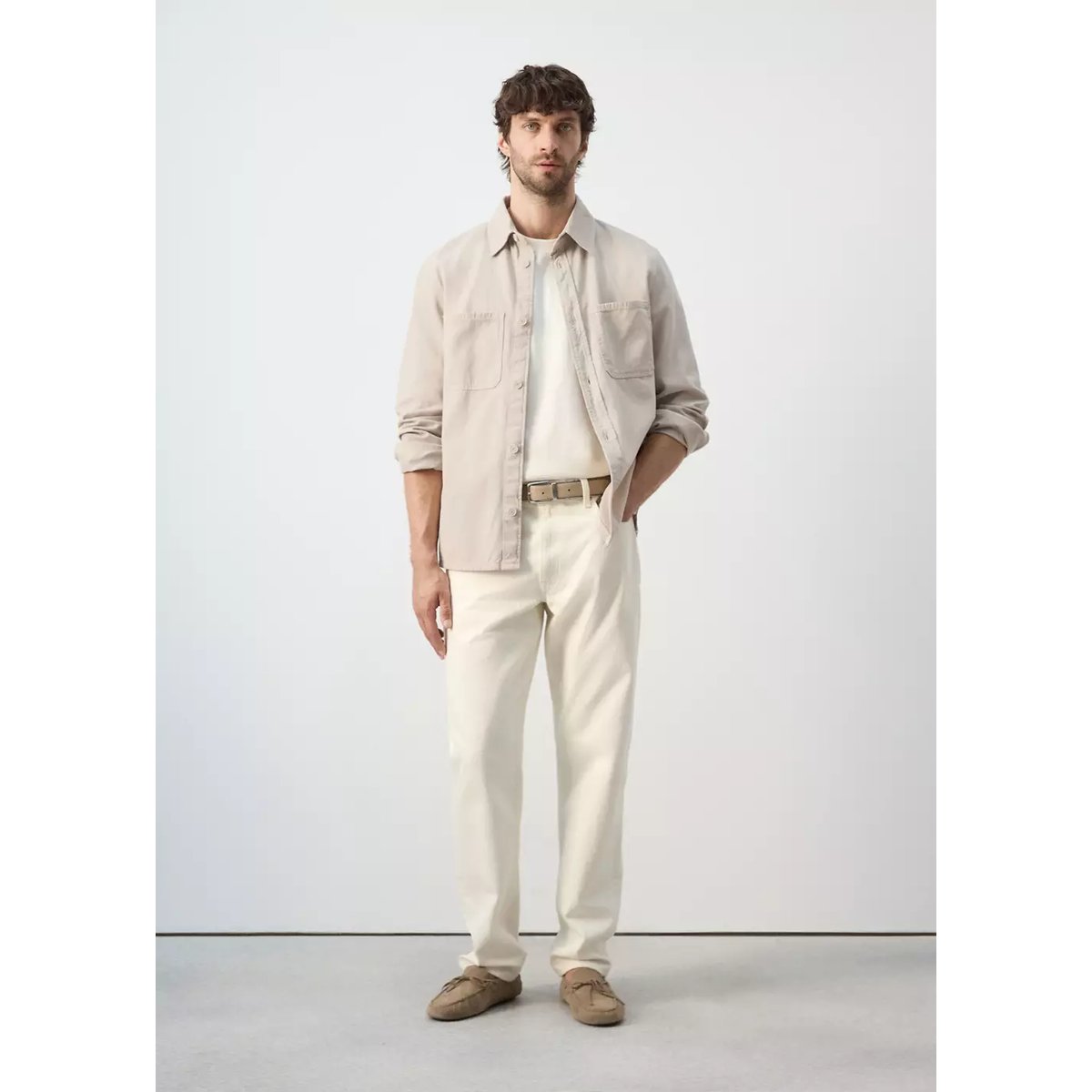 Surchemise 100 % coton poches sable, MANGO MAN
