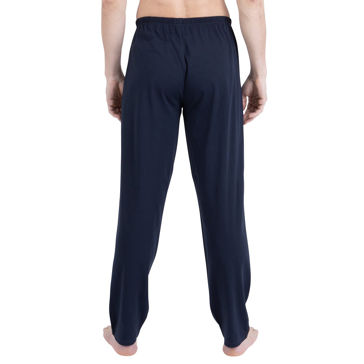 Pigiama lungo in cotone, a maniche lunghe beige/blu navy, ATHENA
