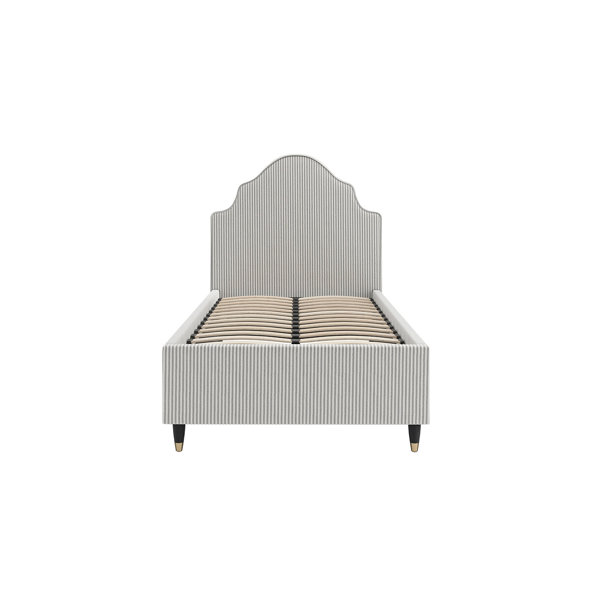 Ottavia Linen Stripe Upholstered Bed with French Style Headboard grey stripes, ÉDITÉ