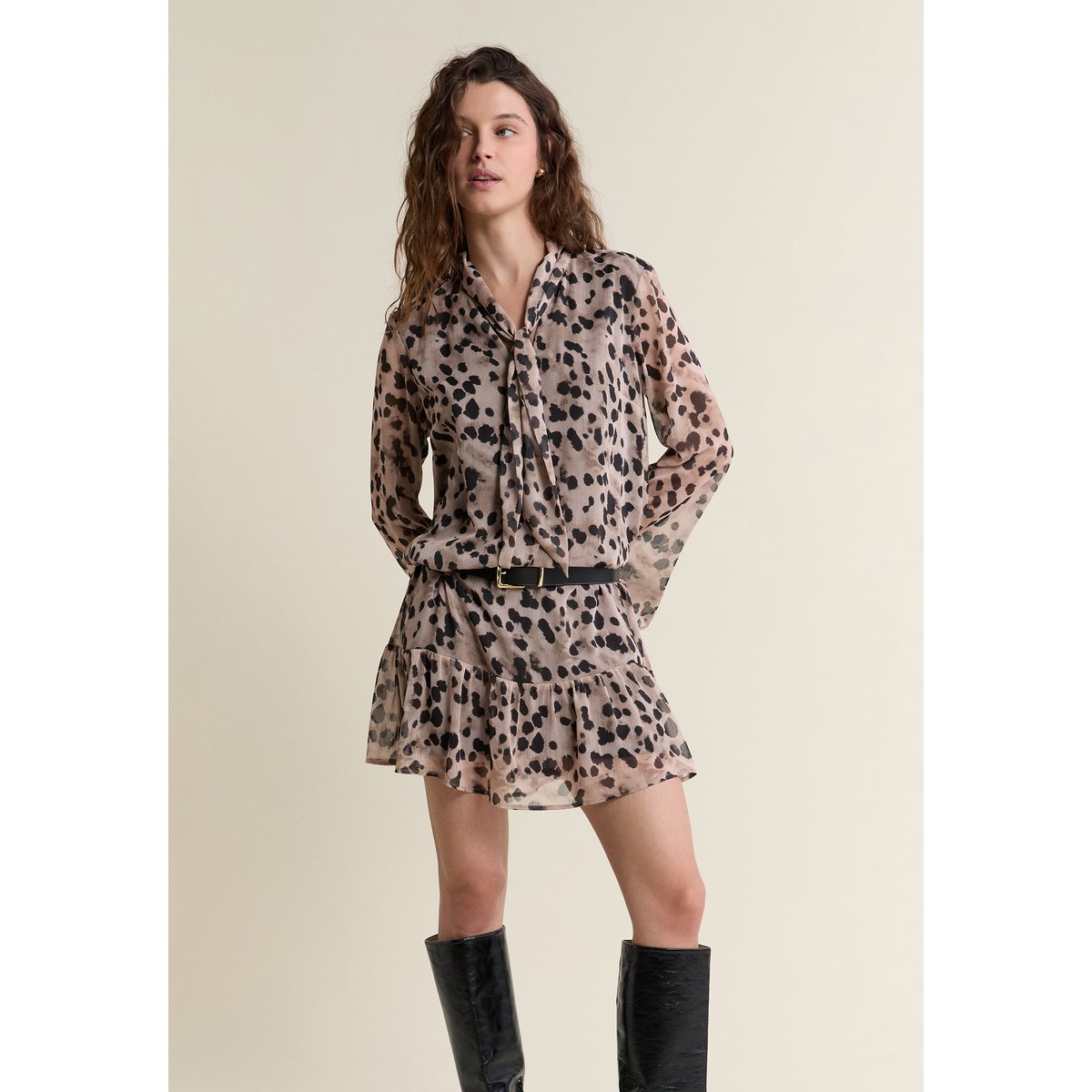 Robe courte à motifs A BERLINI IMP taupe, ETAM