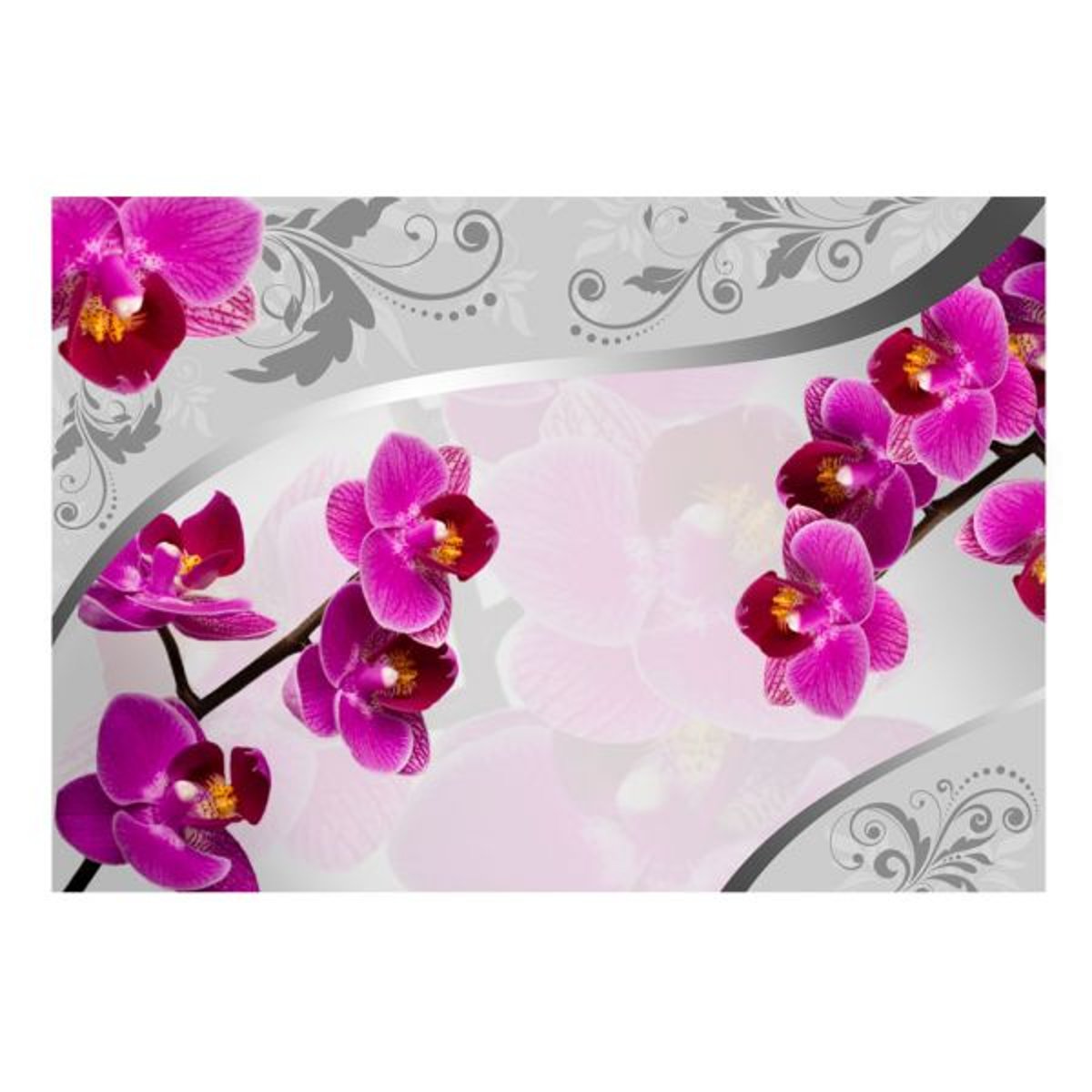 Papier peint intissé panoramique Fleurs Solace gris / argent, EDEN