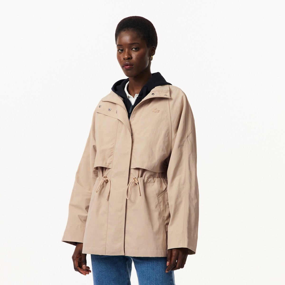Parka mi-longue oversize déperlante beige-x6f, LACOSTE