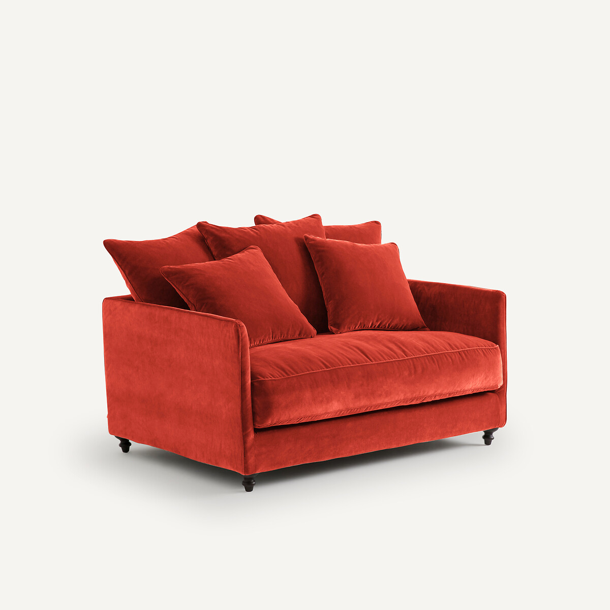 Canapé 2P convertible velours, Lazare rouge cinabre, AM.PM