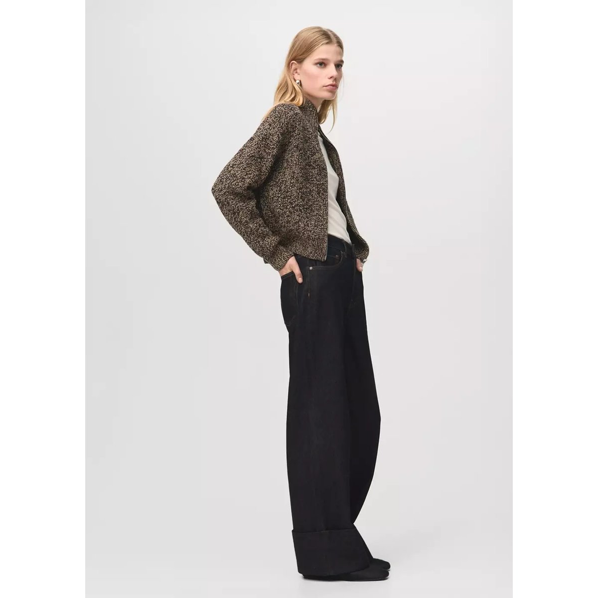 Jean droit à revers bleu, MANGO