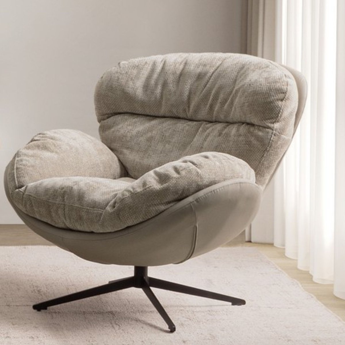 Fauteuil relax pivotant tissu/simili gris/taupe - NINO gris, HELLIN, DEPUIS 1862