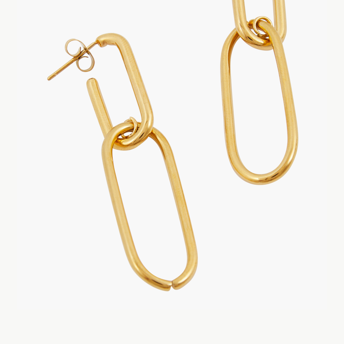Boucles d'oreilles longues double anneaux acier inoxydable doré doré, BALABOOSTE