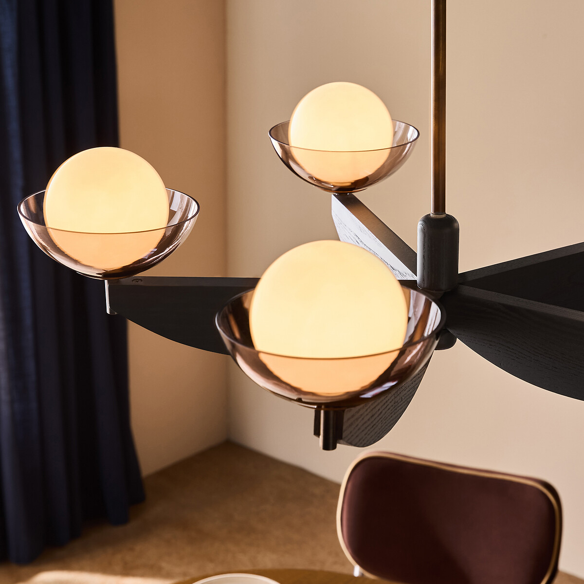 MADE.COM Layla 5-Light Opal Globe Pendant Light black, MADE
