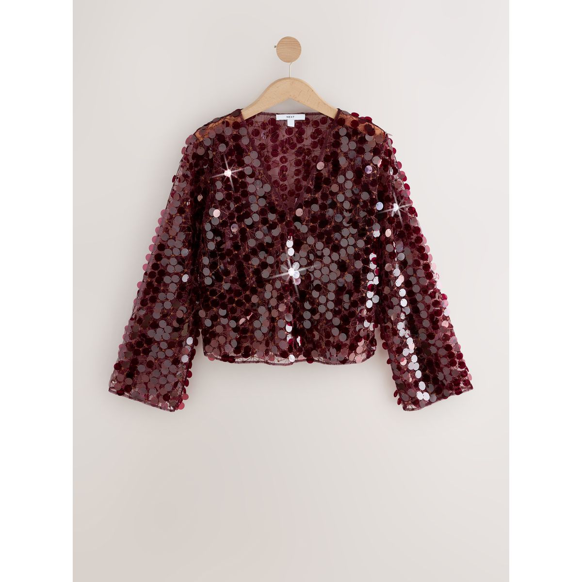 Haut à manches longues, col v et sequins rouge, NEXT