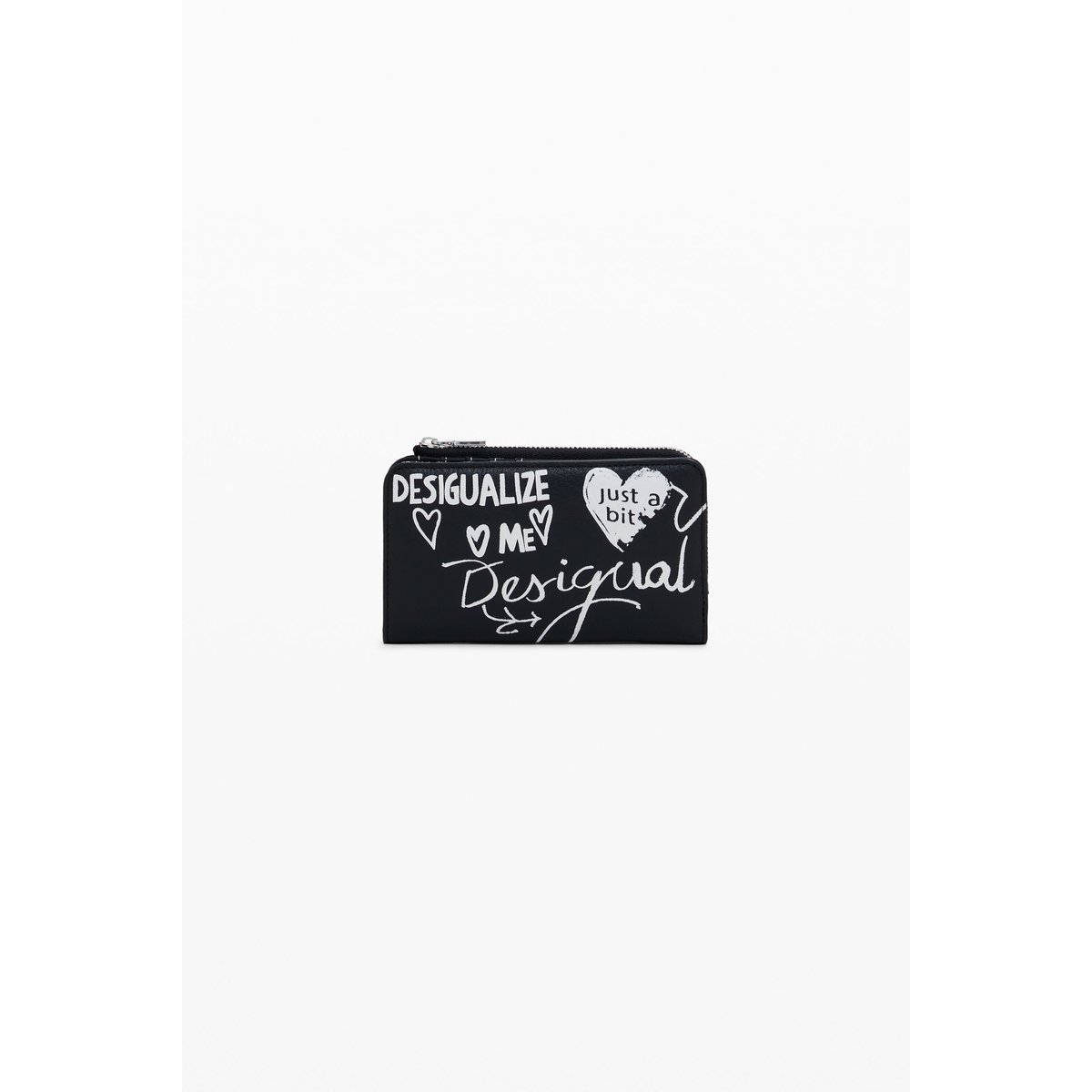 Porte-monnaie effet cuir graffiti moyen noir, DESIGUAL
