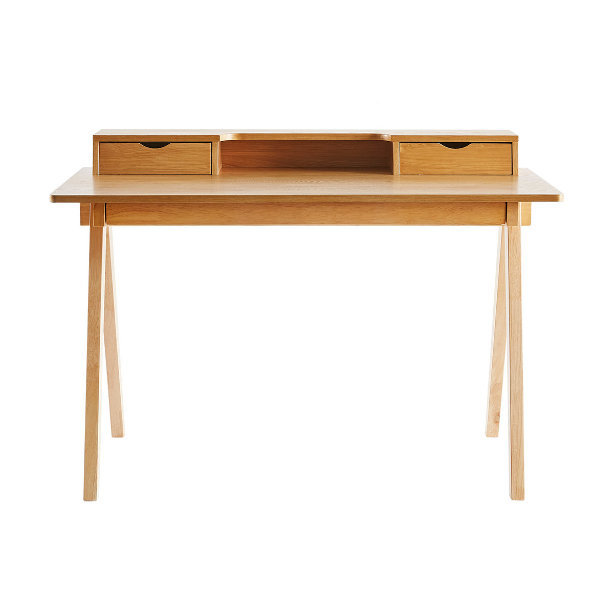 Bureau avec rangements bois clair L120 cm PULITO marron clair, MILIBOO