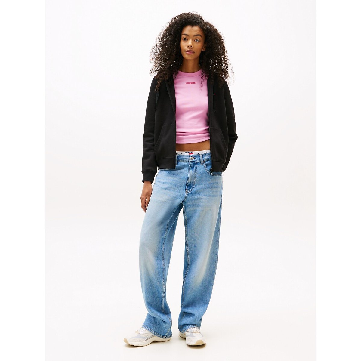 Casaco com fecho e capuz preto , TOMMY JEANS