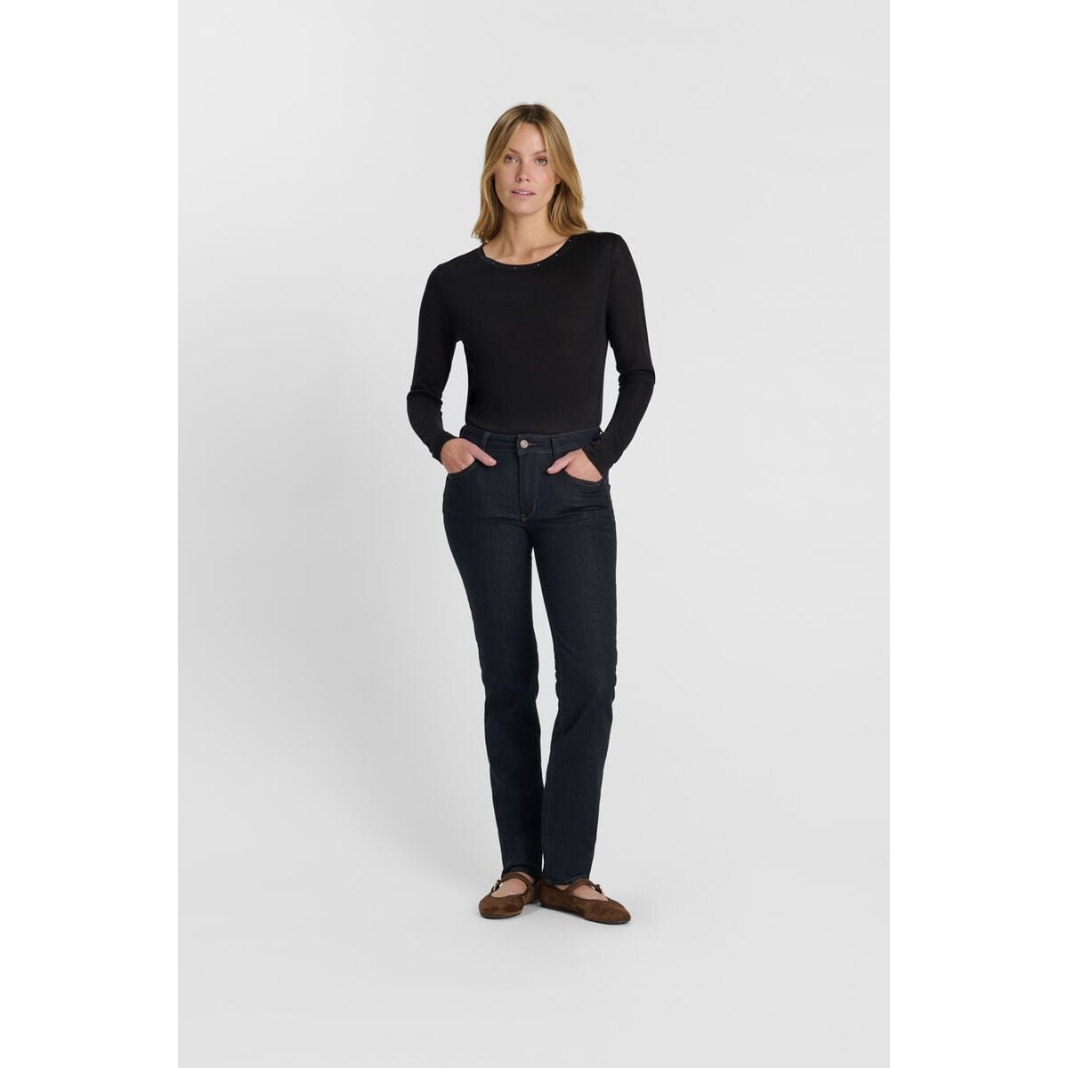 Jeans push-up droite taille haute PULP, longueur 34 blue, LE TEMPS DES CERISES
