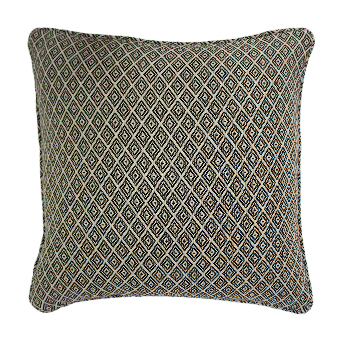 Tangier Fringed Filled Cushion 55x55cm black + white, PAOLETTI