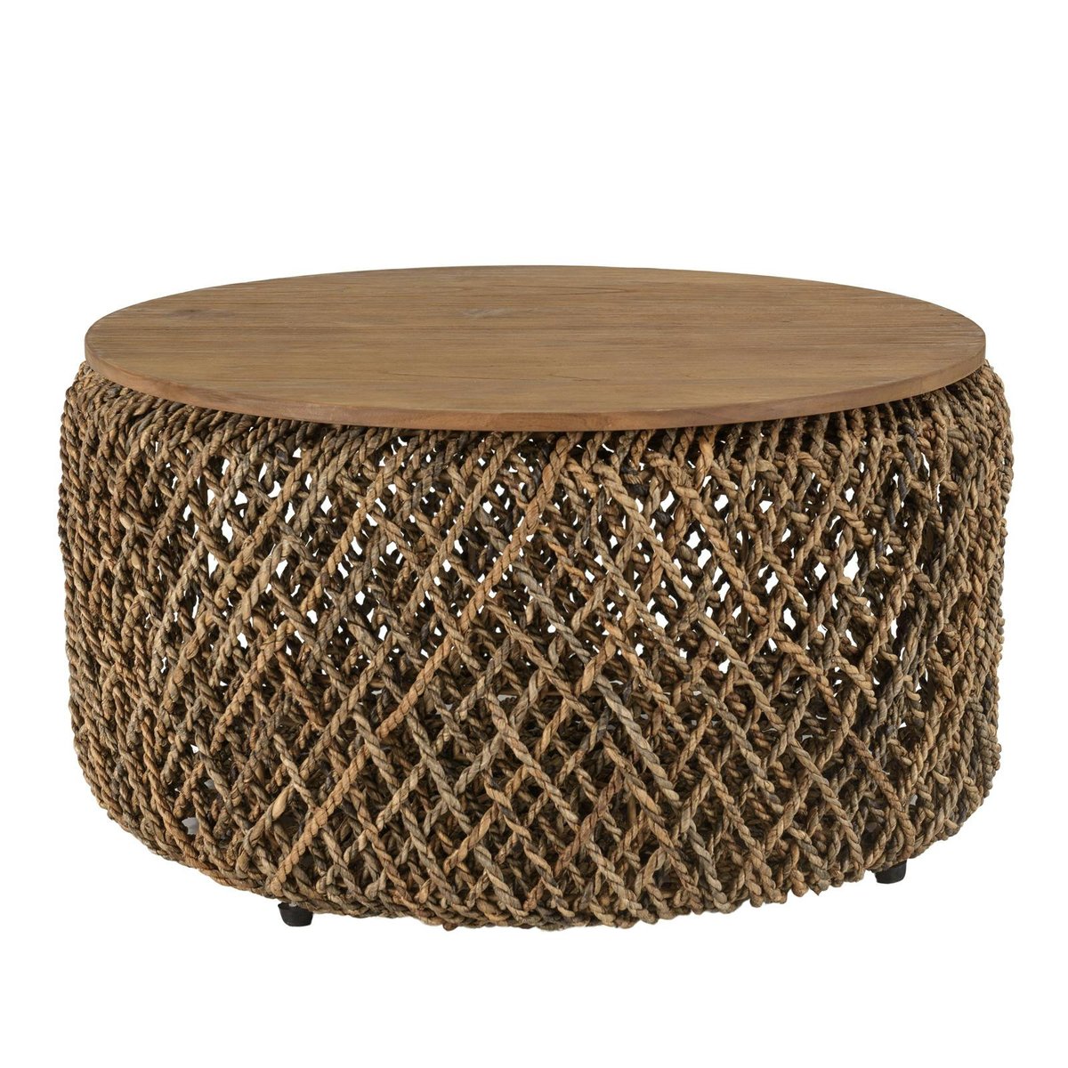 Table basse ronde 70 cm fibre tressée et bois SWING bois naturel, PIER IMPORT