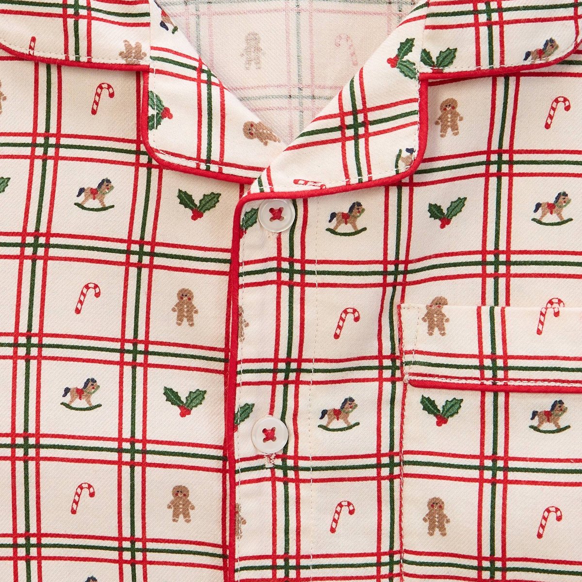 Pyjama chemise manches longues à imprimé en coton BIO GOTS naturel, MONOPRIX