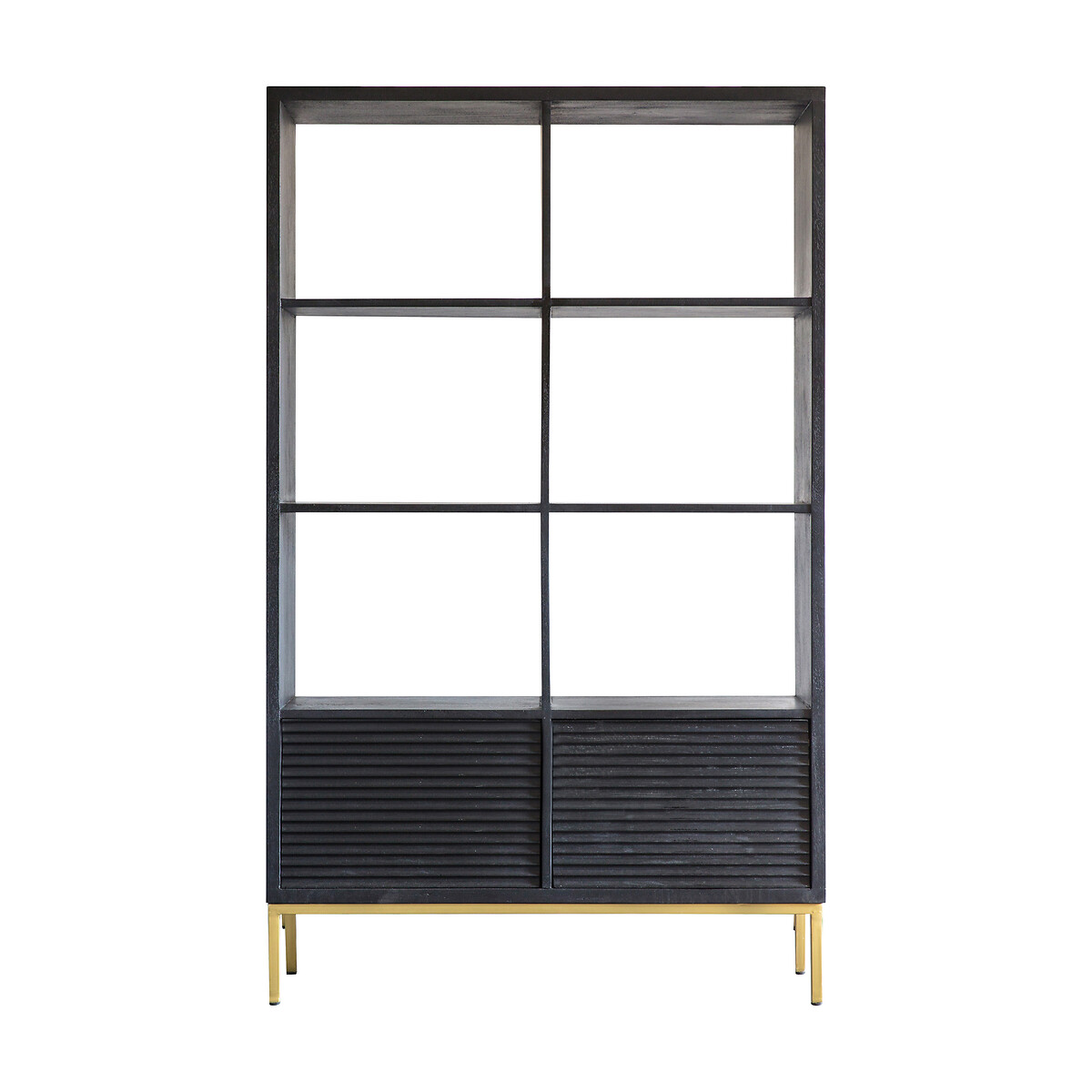 Madurai Rippled Wood 2 Door Open Display Unit black, SO'HOME