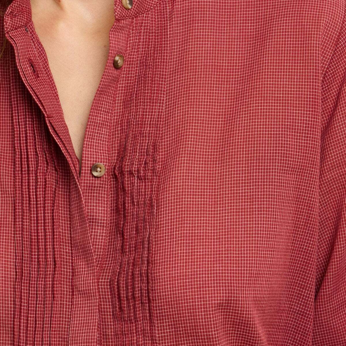 Blouse À Carreaux À Col Mao rouge baie, PEPE JEANS