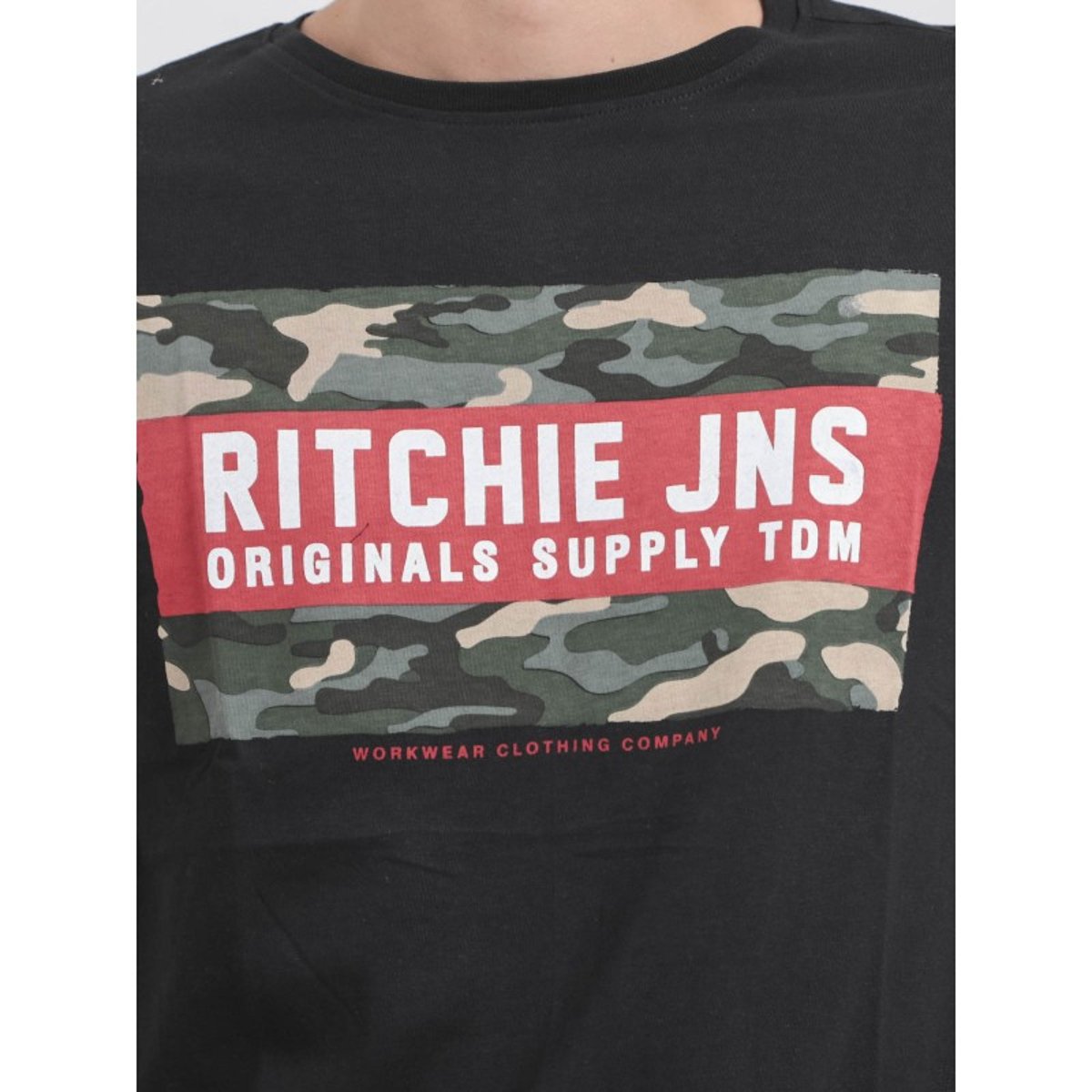 T-shirt Col Rond Pur Coton Jardin noir, RITCHIE