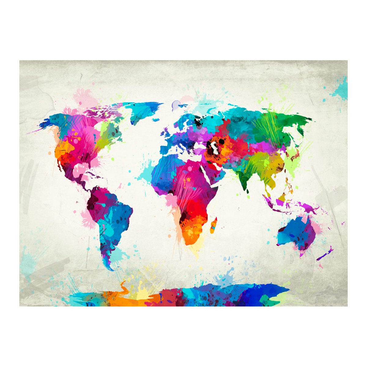 Papier peint intissé panoramique Carte du monde The map of happiness blanc, EDEN