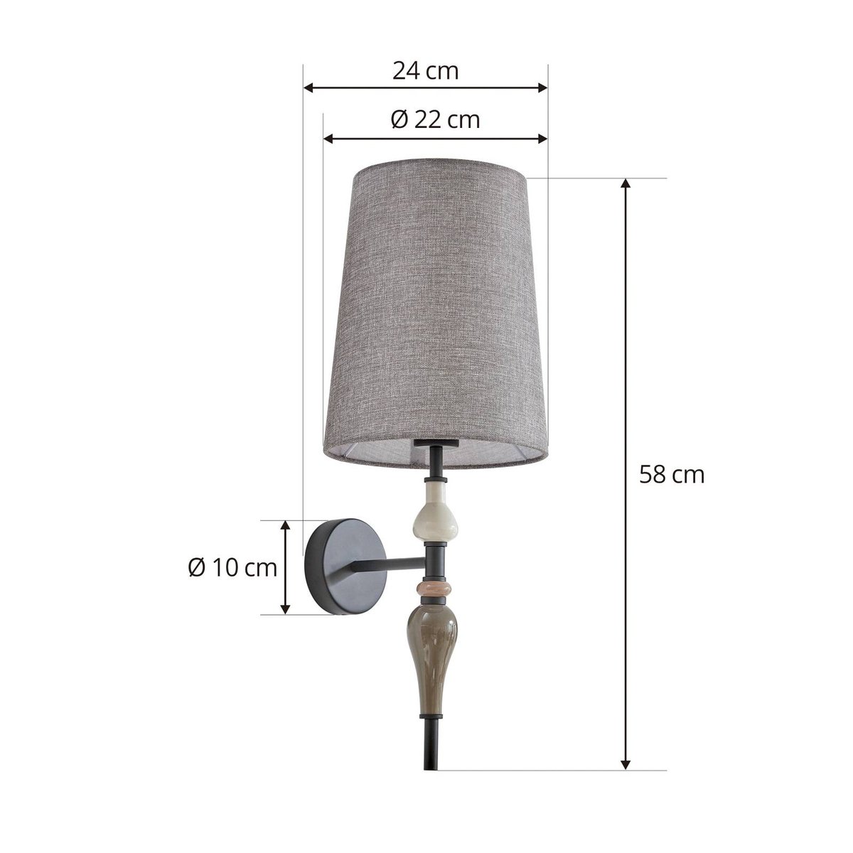 Applique traditionnelle, Haldorin gris, noir, LINDBY
