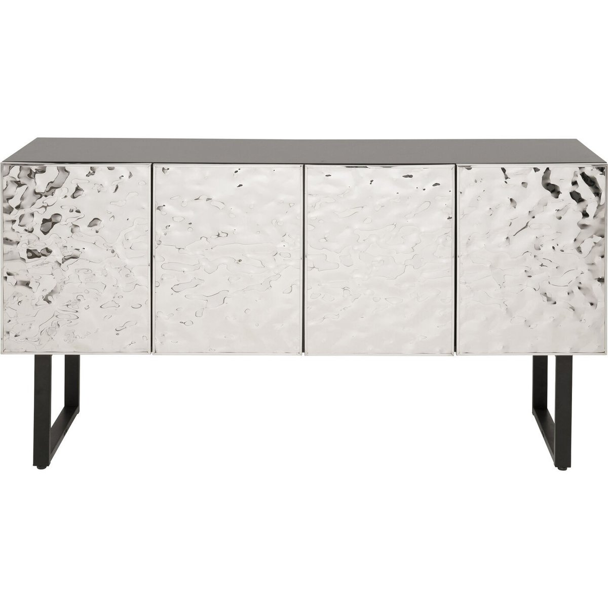 Buffet 4 portes en acier texturé, CARINO argent, KARE DESIGN