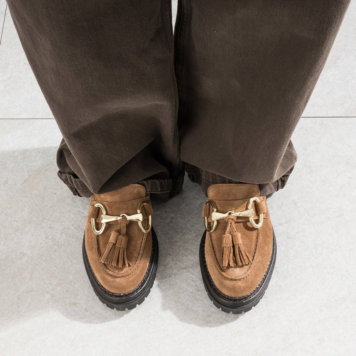 Mocassin en cuir JAHILLERA camel, TEXTO
