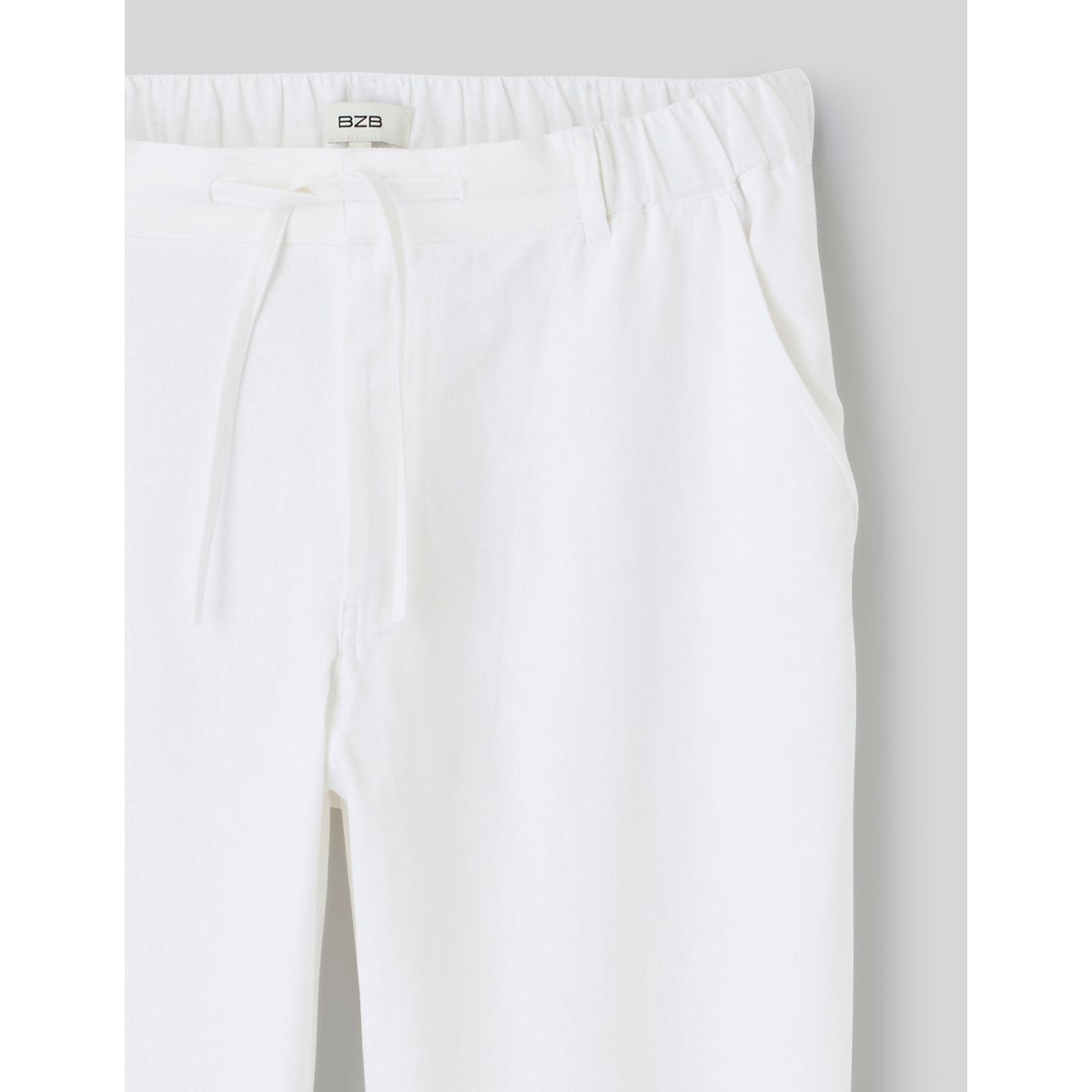 Pantalon de ville fluide viscose lin blanc, BZB