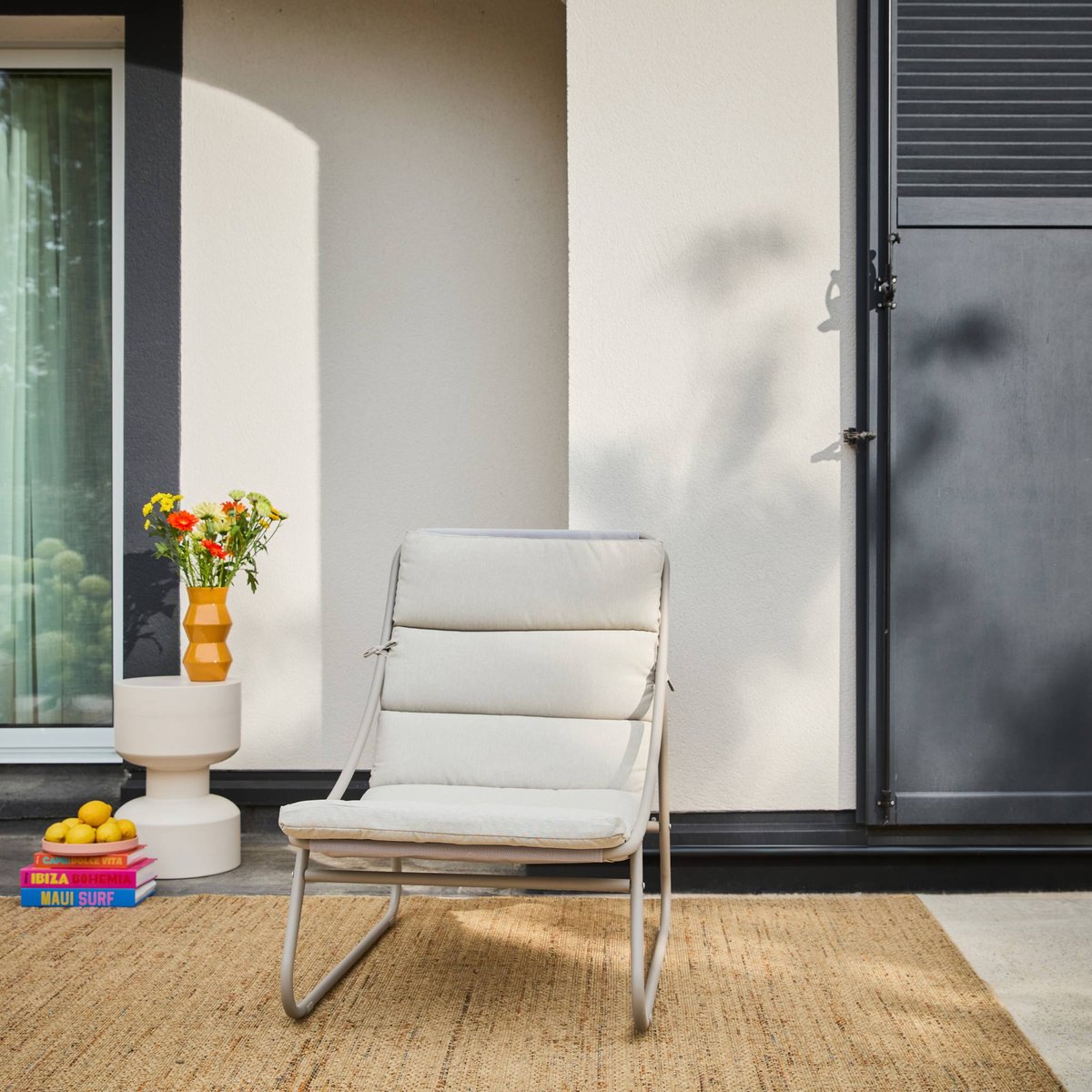 Fauteuil relax acier (lot de 2) EDENA beige, SWEEEK