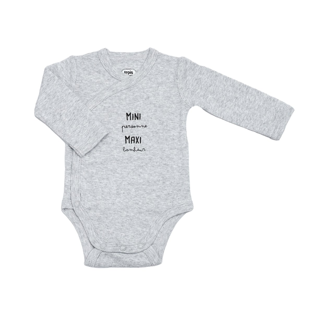 Body bébé ouverture croisée gris, TROIS KILOS SEPT