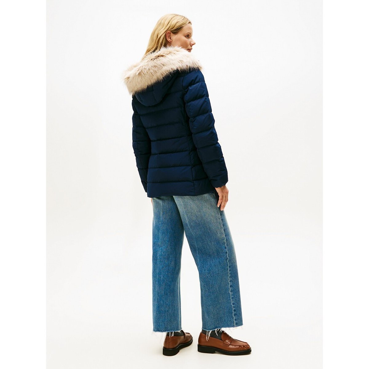Halflange donsjas met kap marine , TOMMY HILFIGER