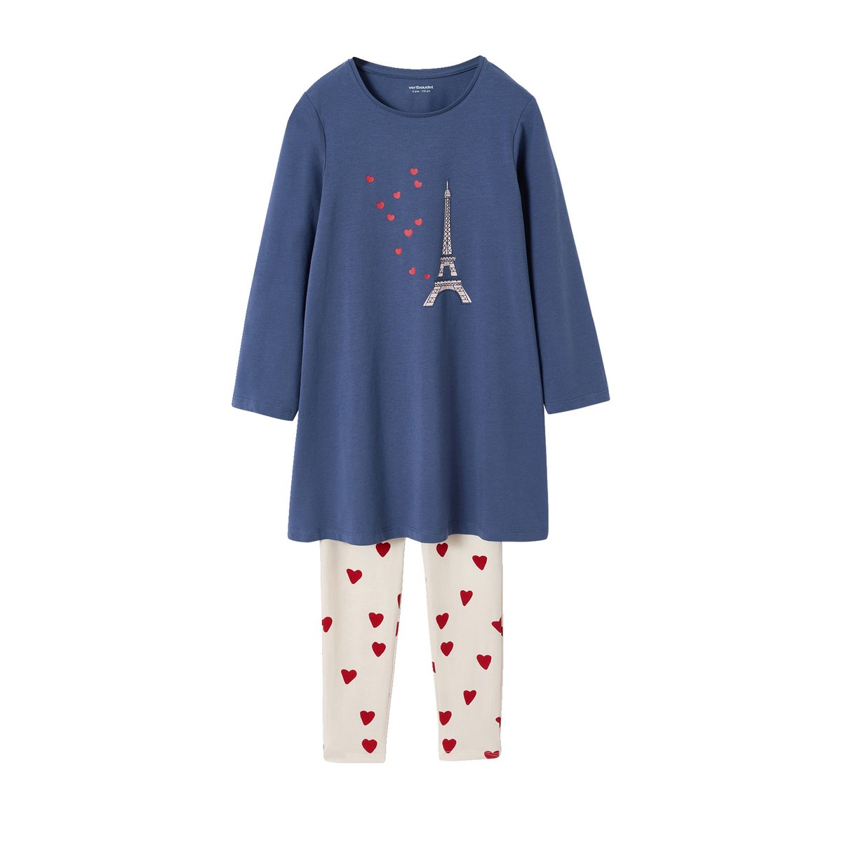 Lot de 2 chemises de nuit legging bleu, VERTBAUDET