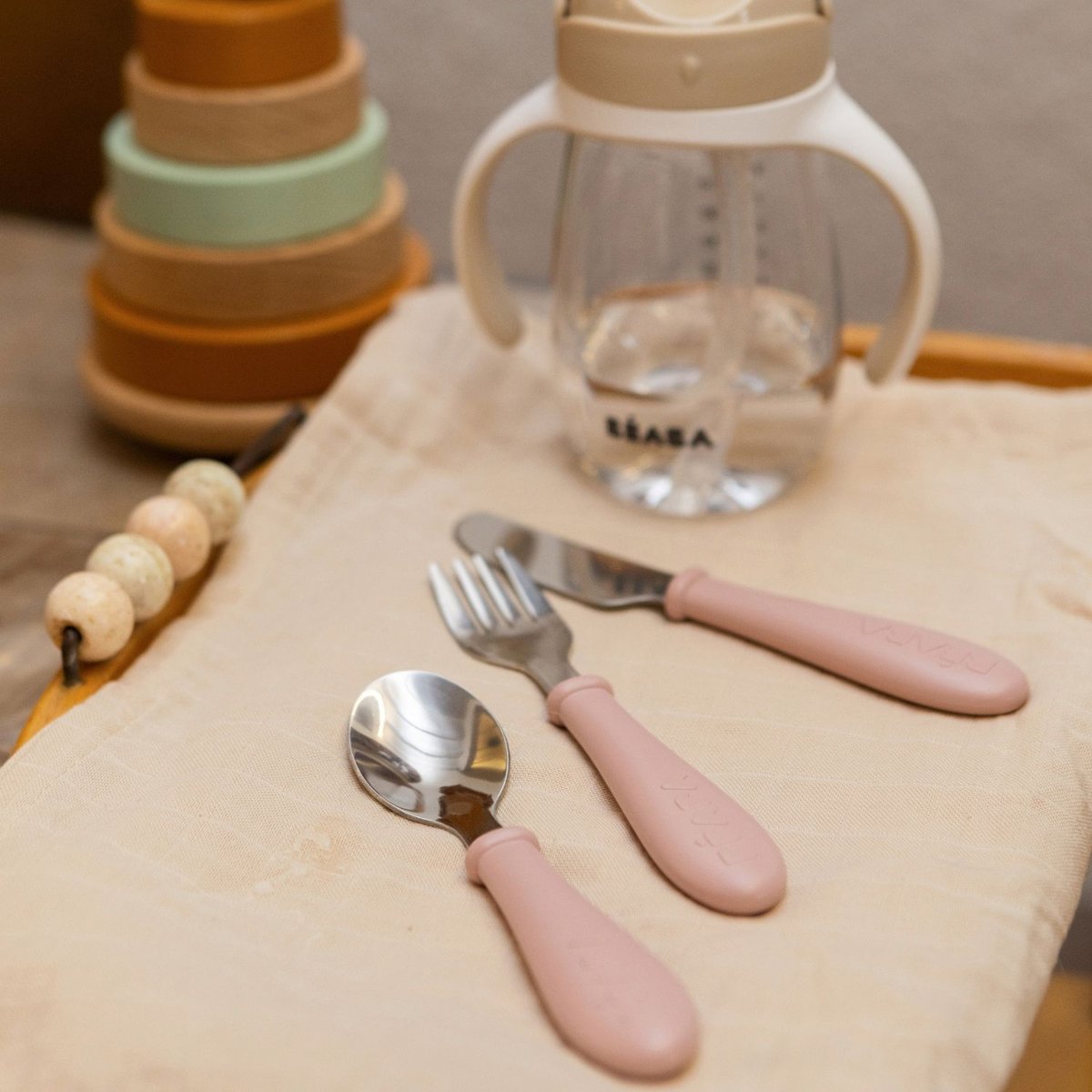 Set de 3 couverts en inox barbe à papa, BEABA