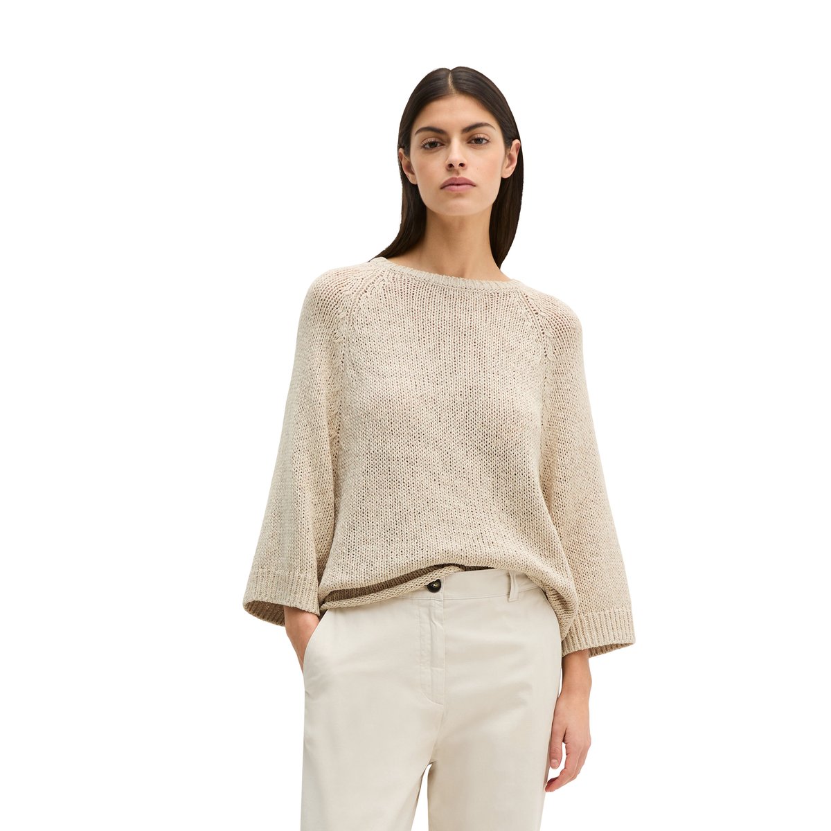 Pull en vrac en fil à bandelettes gris clair, MARC O'POLO