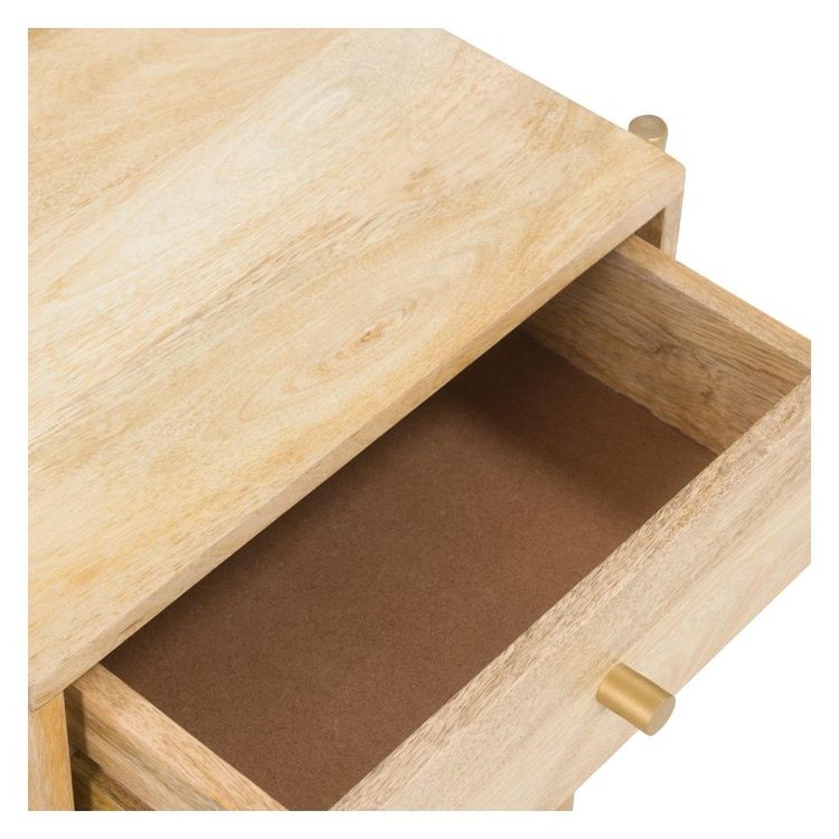 Table de chevet 1 tiroir en bois de manguier et marbre - DOORI bois clair, MAISON PAVANE