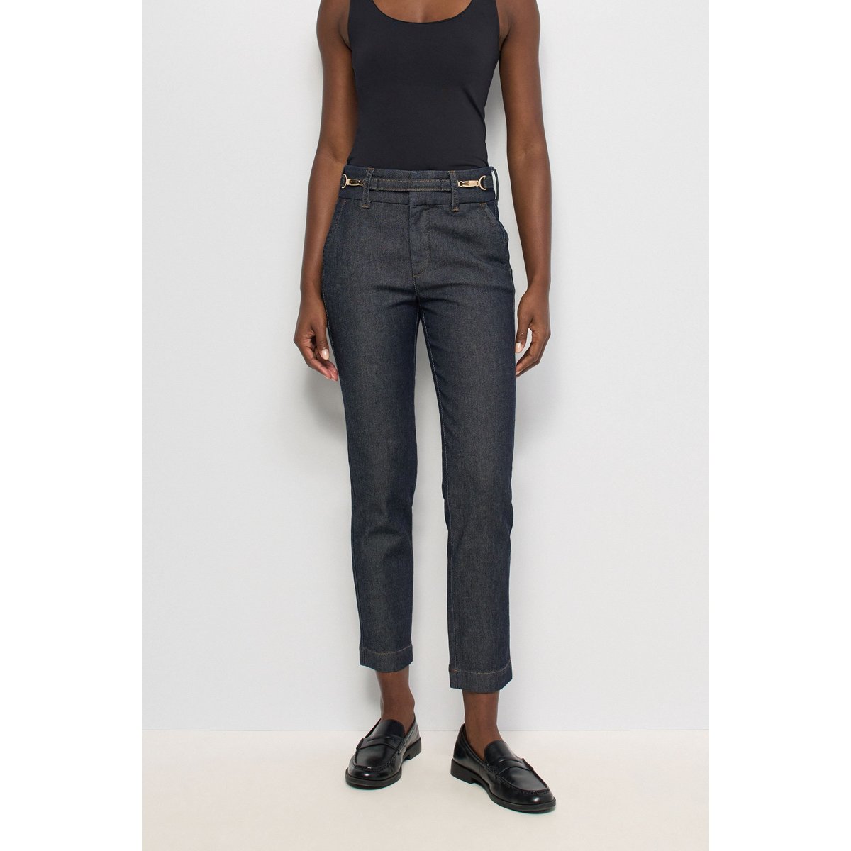 SECRET CHINO PUSH IN CROPPED SLIM bleu foncé, SALSA JEANS