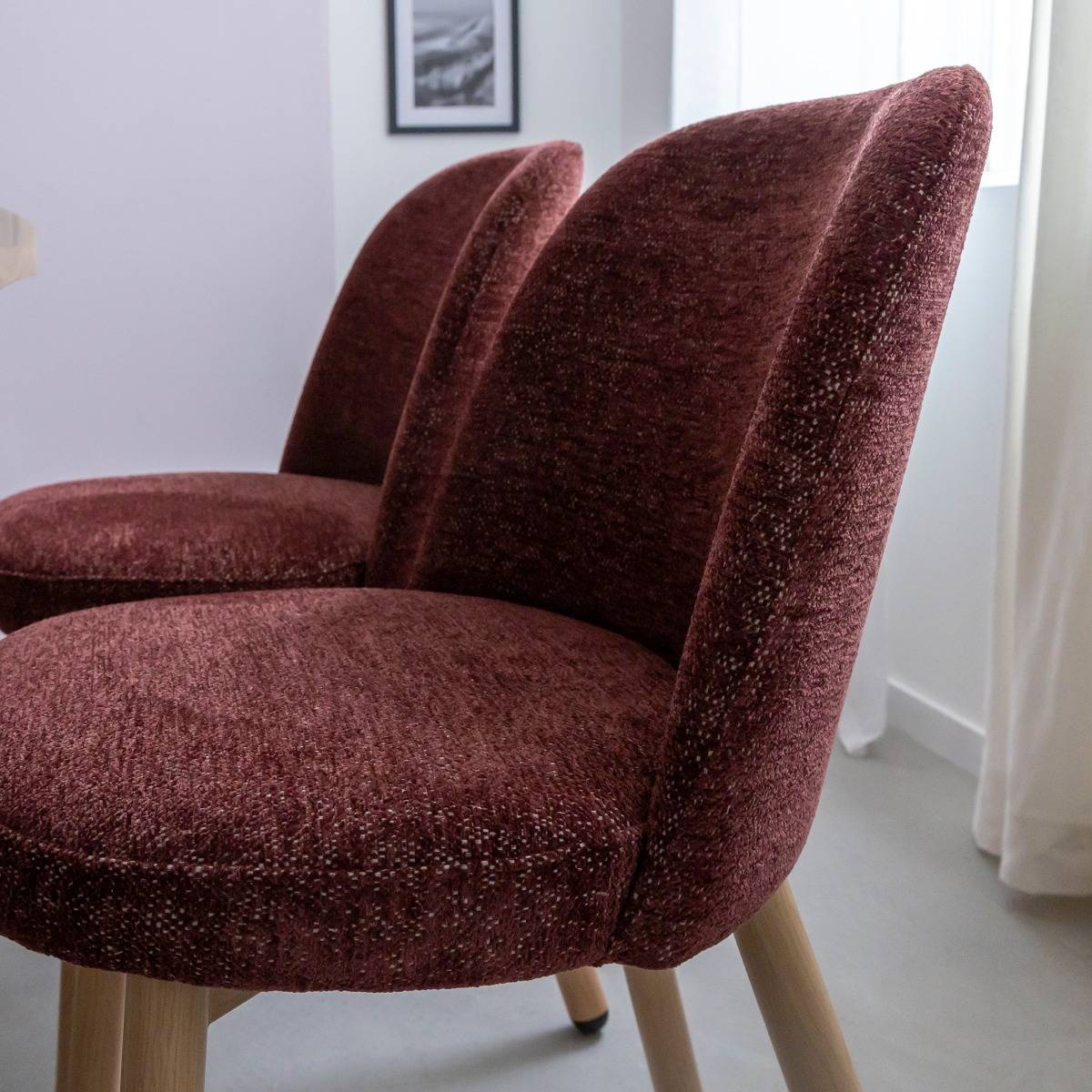 Lot de 2 chaises en tissu et métal VILMA rouge, MADE IN MEUBLES