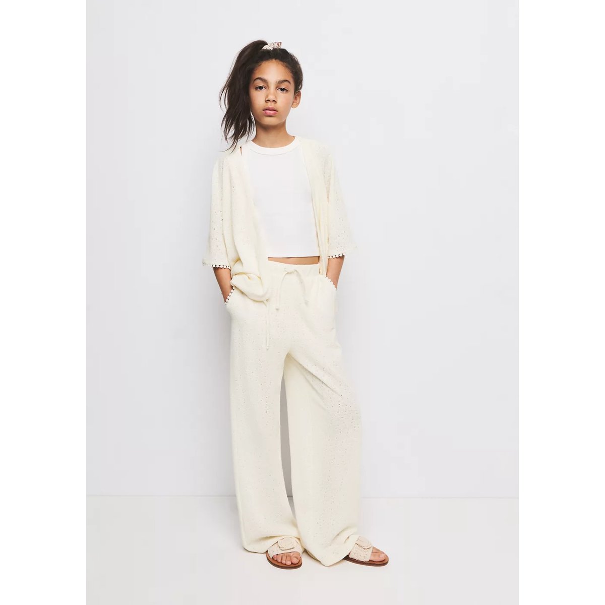 T-shirt kimono en maille écru, MANGO KIDS