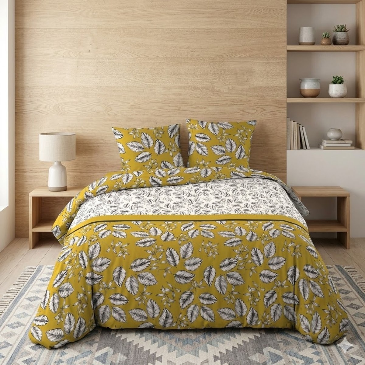 Parure de lit Collection Marjolaine jaune, EDEN