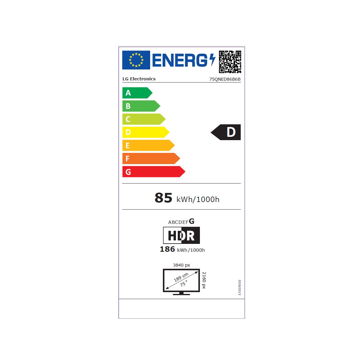 TV Mini LED 75QNED86B (2026) 75" (189 cm) couleur unique, LG