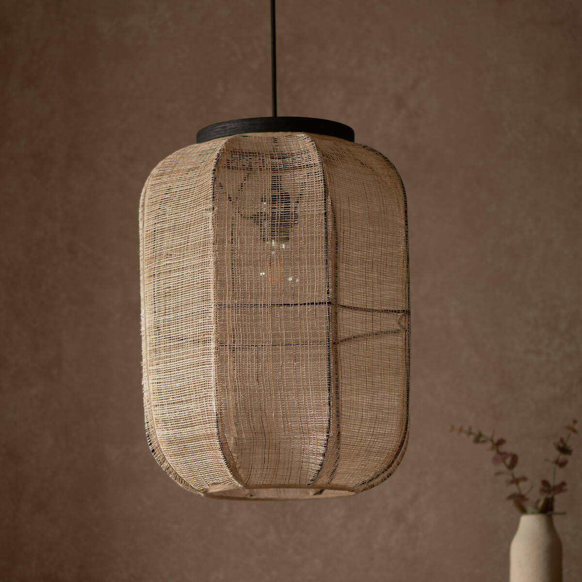 Zane Natural Linen Pendant Light black, ÉDITÉ