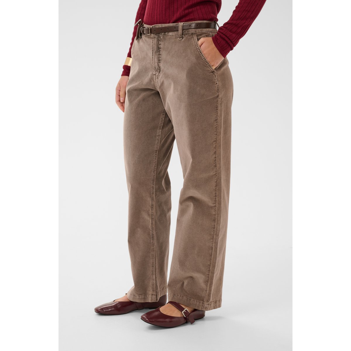 Pantalon casual beige brown lentil, CREAM