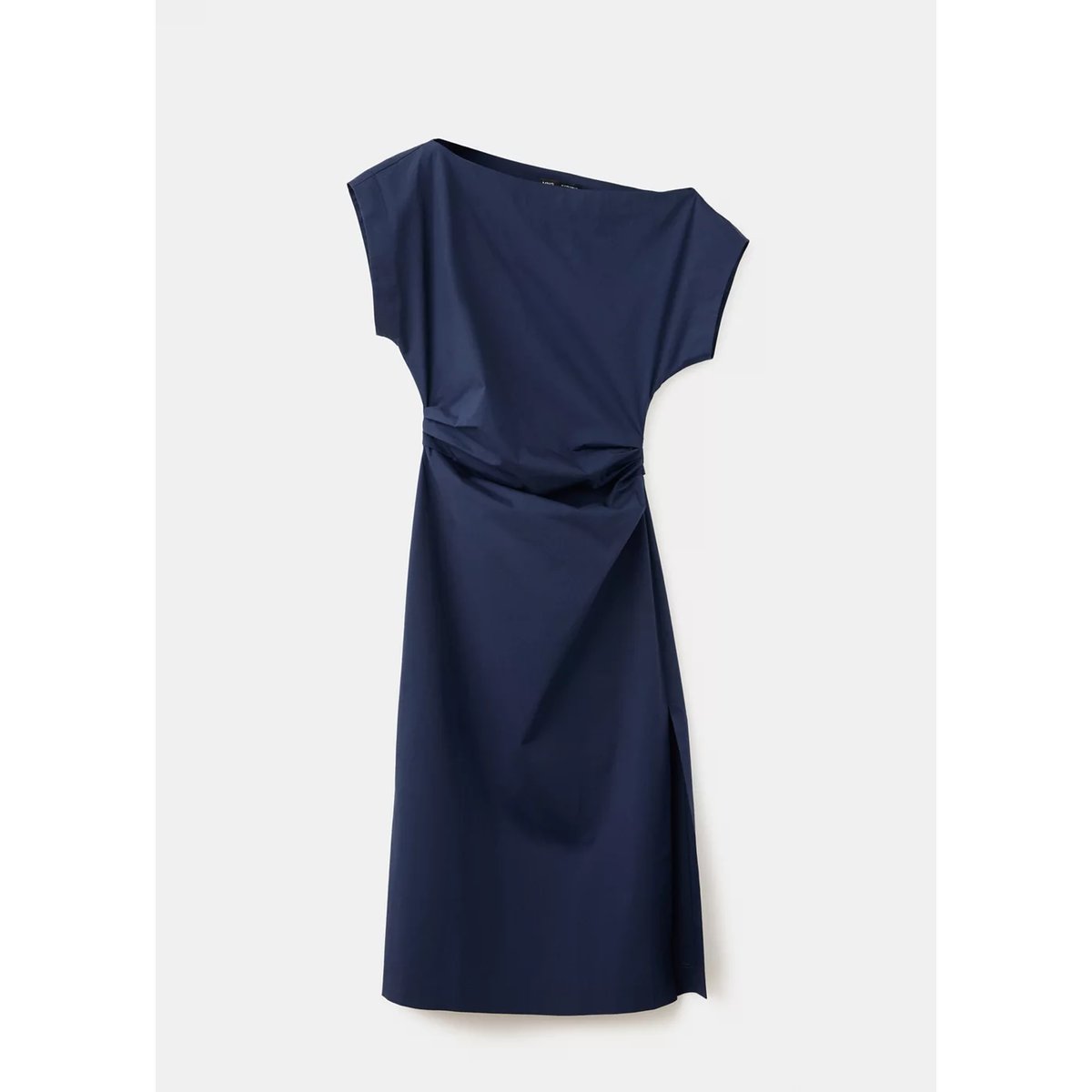 Robe asymétrique froncée bleu, MANGO
