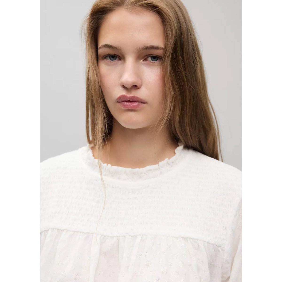 Blouse en coton nid d’abeille blanc cassé, MANGO TEEN
