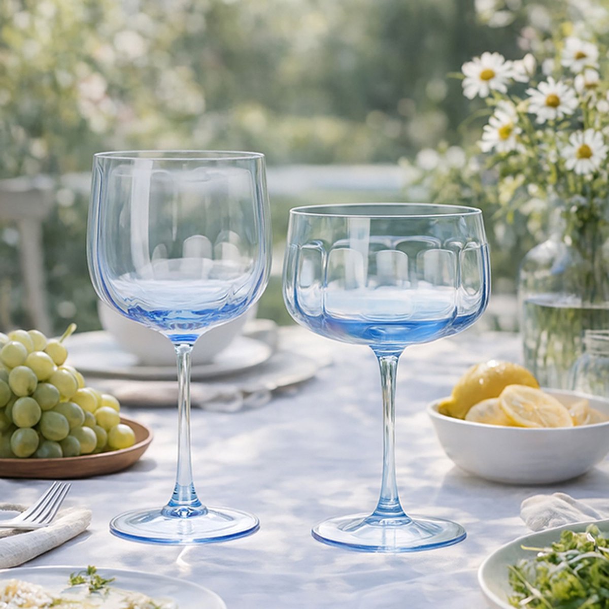 Lot de 4 coupes en verre 36,5cl, RIVIERA bleu, NOVASTYL