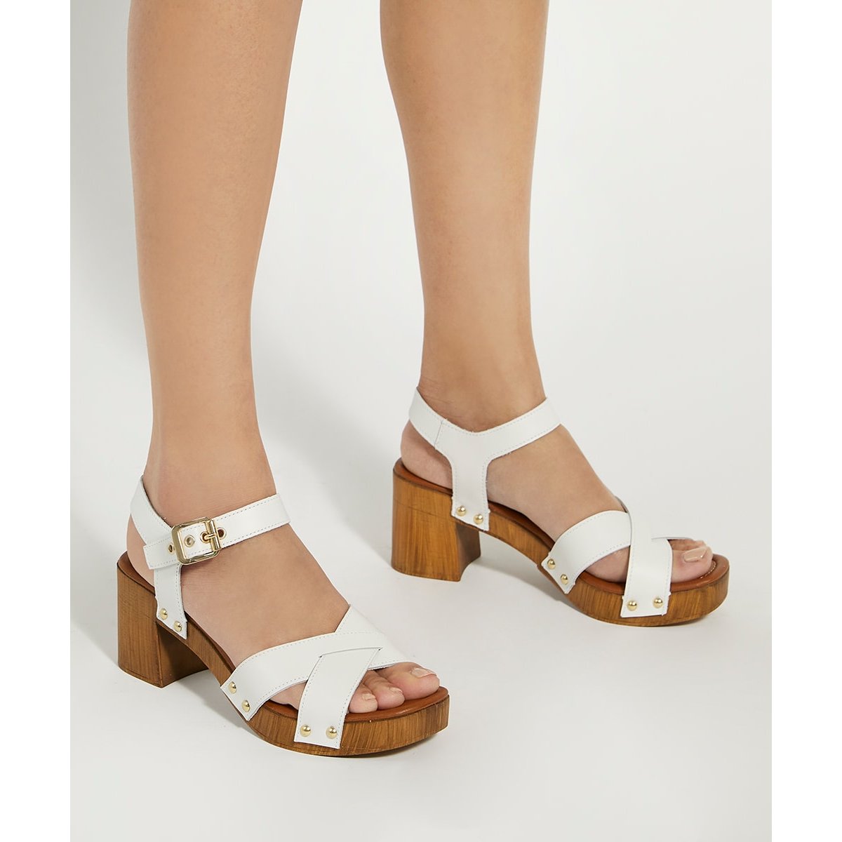 Sabots en cuir à brides croisées - JUDIES white-leather, DUNE LONDON