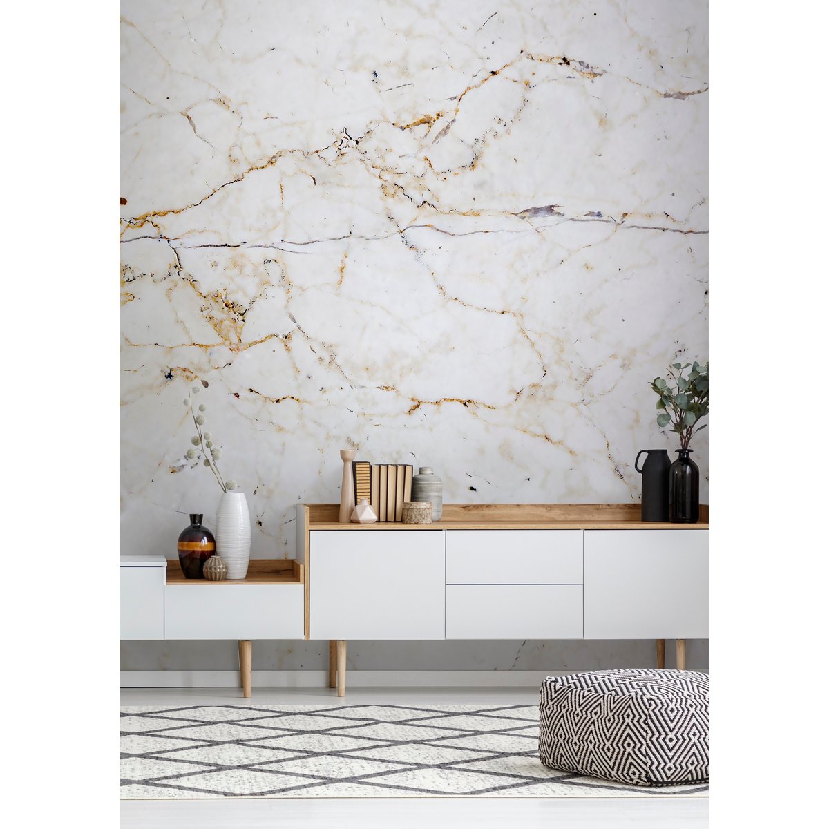 Papier peint panoramique Marbre de Milan blanc, ART FOR THE HOME