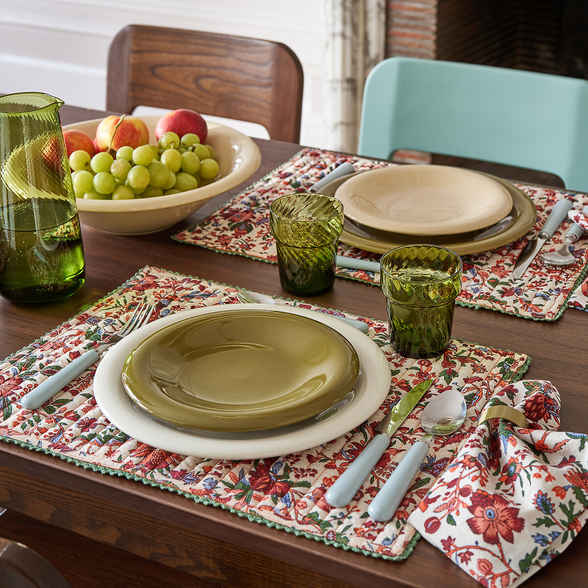 Set of 4 Toria Plates in Glazed Stoneware khaki, LA REDOUTE INTERIEURS